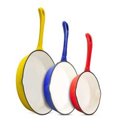 Enameled Cast Iron Skillet, Set of 3 Cooking Pan with Porcelain Enamel Coating
