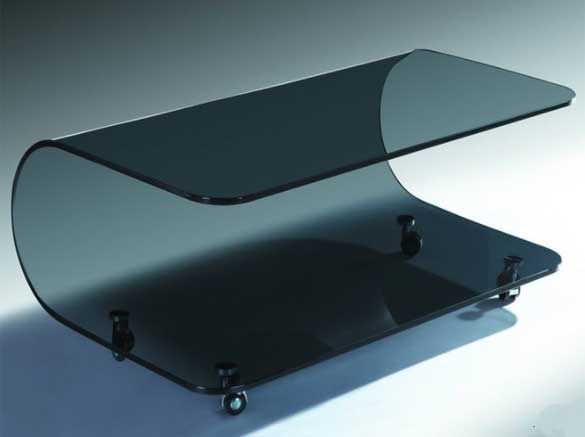 U Shape 12mm black Curved (Bent) Glass Coffee / Centre Table