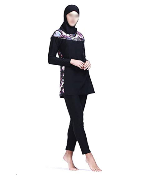 Muslim Women Swimsuit Full Cover Islamic Burkini Full Body covering with Hijab - (Face not covered)