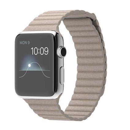 Apple watch 42mm Stainless Steel Case with Stone Leather Loop Smart  watch