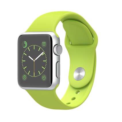 Apple watch Sport 38mm Silver Aluminium Case with Green Sport Band Smart watch