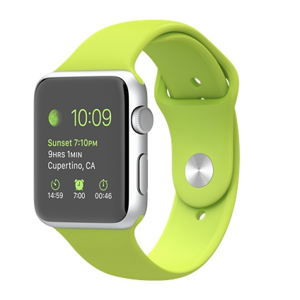 Apple watch Sport 42mm Silver Aluminium Case with Green Sport Band Smart watch