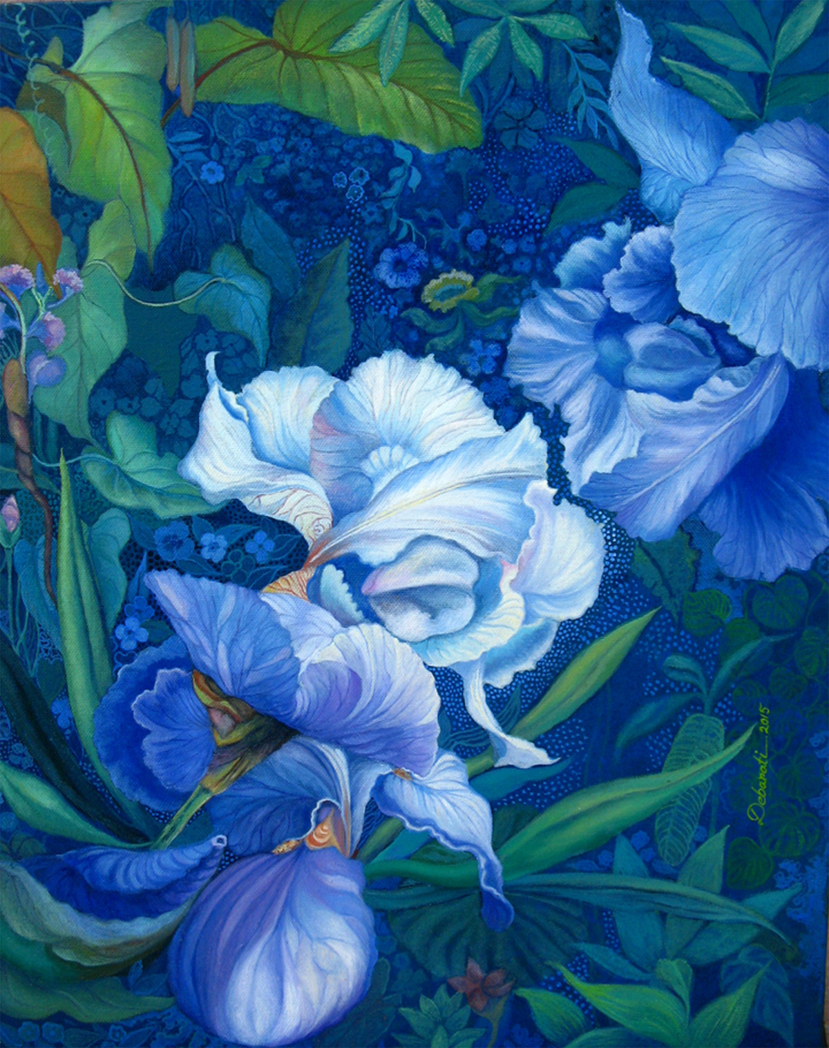 Flower in Blue - Oil paining by Debarati RoySaha