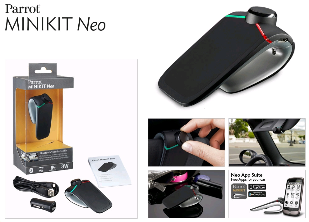 Parrot MINIKIT Neo Portable Hands Free Car Kits 