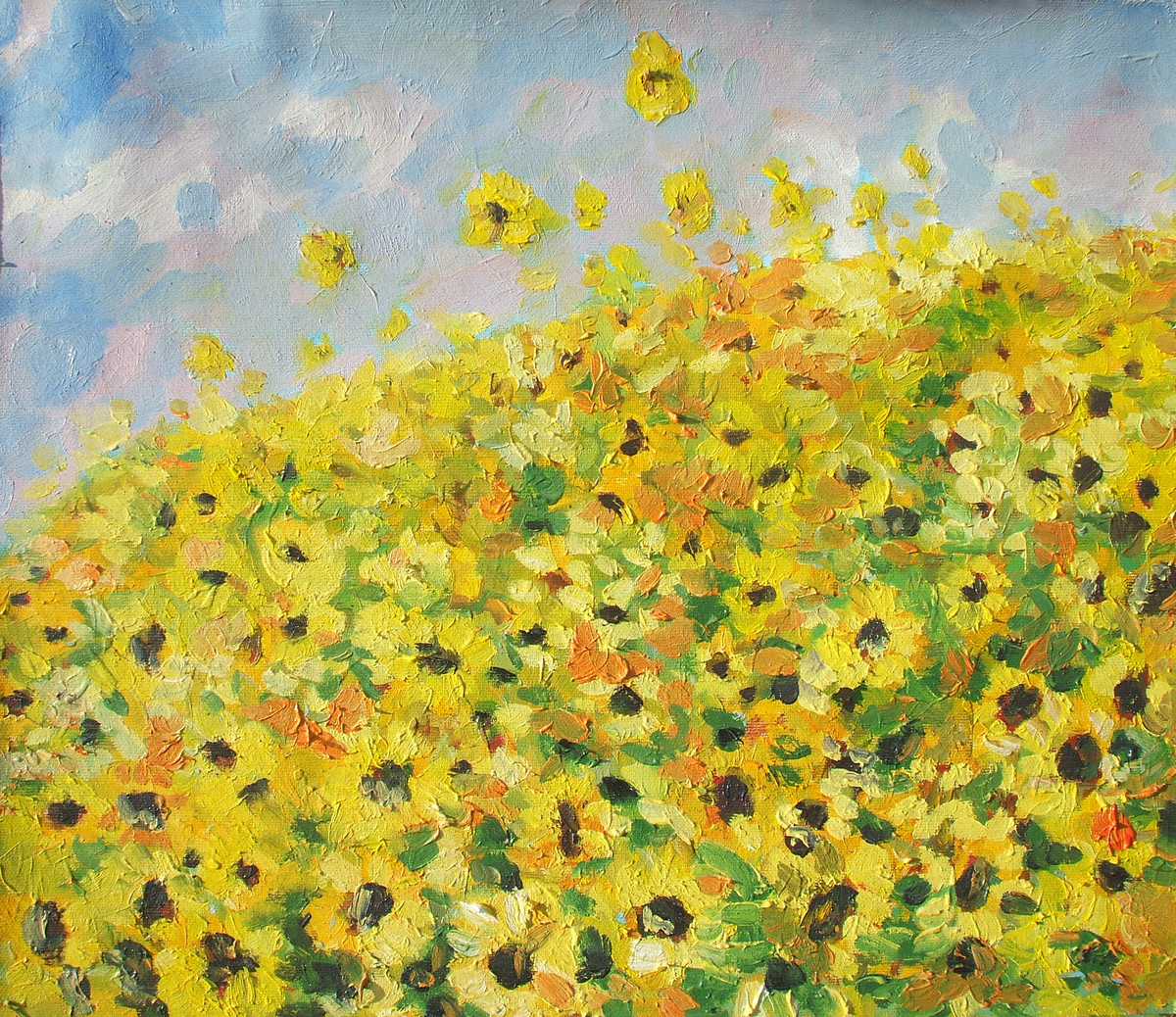 Sun Flowers In Summer - Oil paining by Animesh Roy