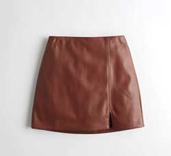 Hollister Faux Brown Leather A Line Mini Skirt - Girls / Ladies