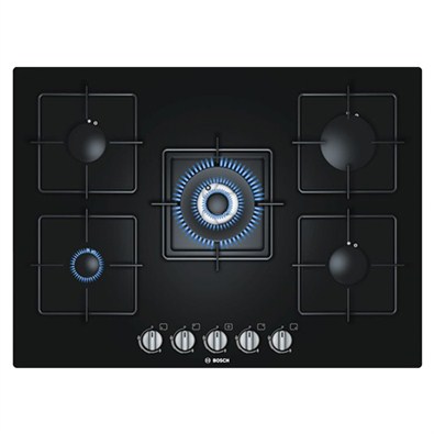 Bosch Black Hard Glass Gas Hob With Integrated Controls (PPQ716B1TI)