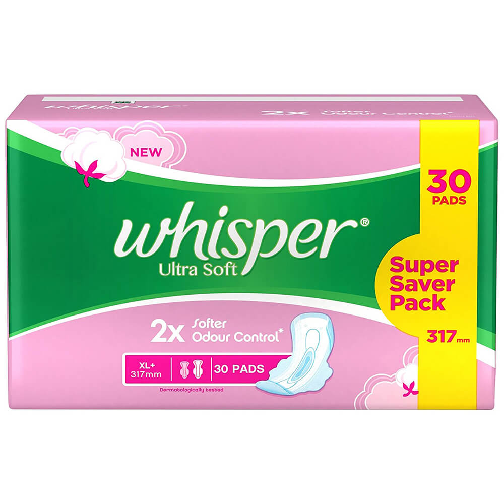 Whisper Ultra Soft Sanitary Pads XL (30 Count)