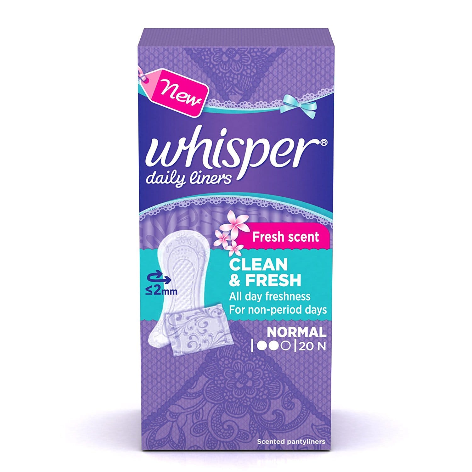 Whisper Clean and Fresh Daily Liners - 20 Count