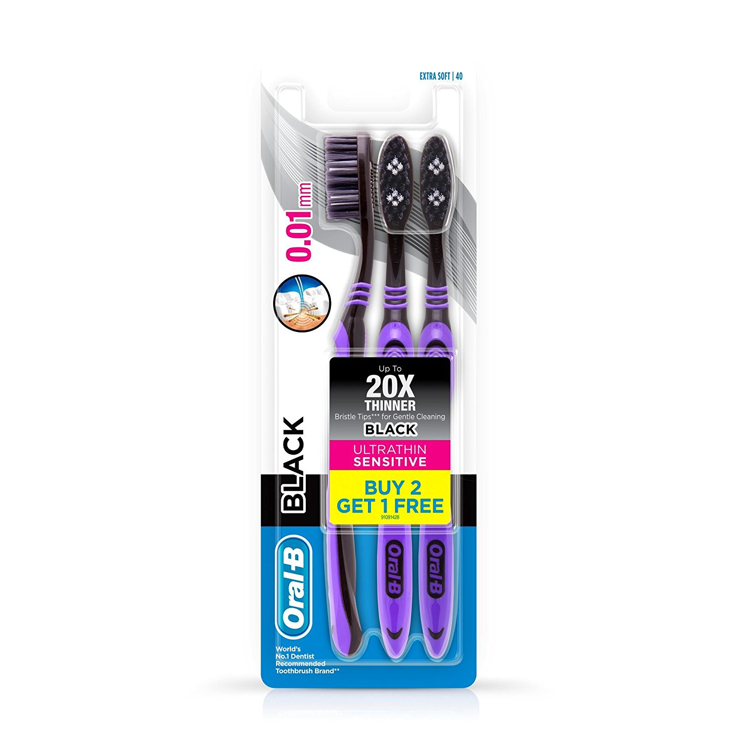 Oral B Sensitive UltraThin Black Buy 2 Get 1 Toothbrush