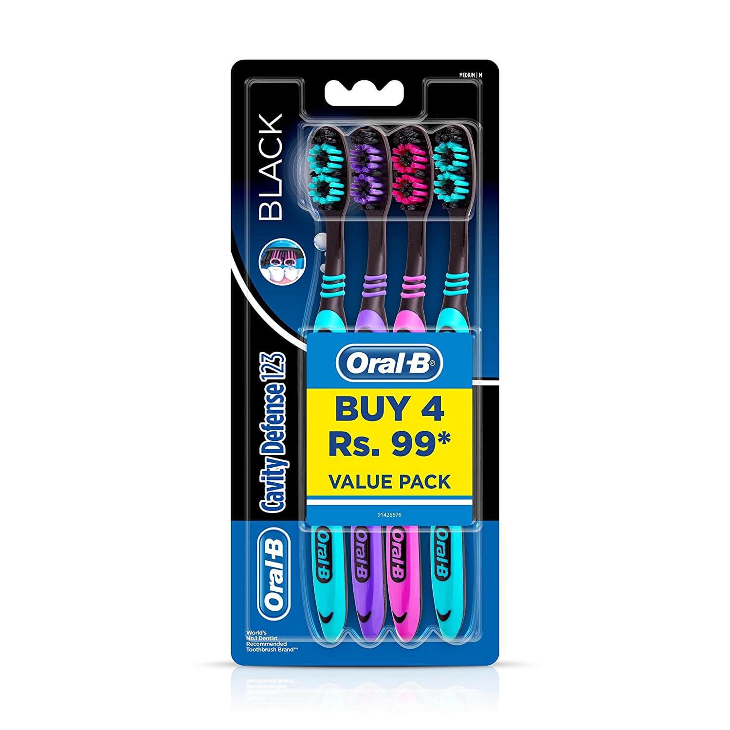 Oral B Cavity Defence Black Medium 4s Tooth brush