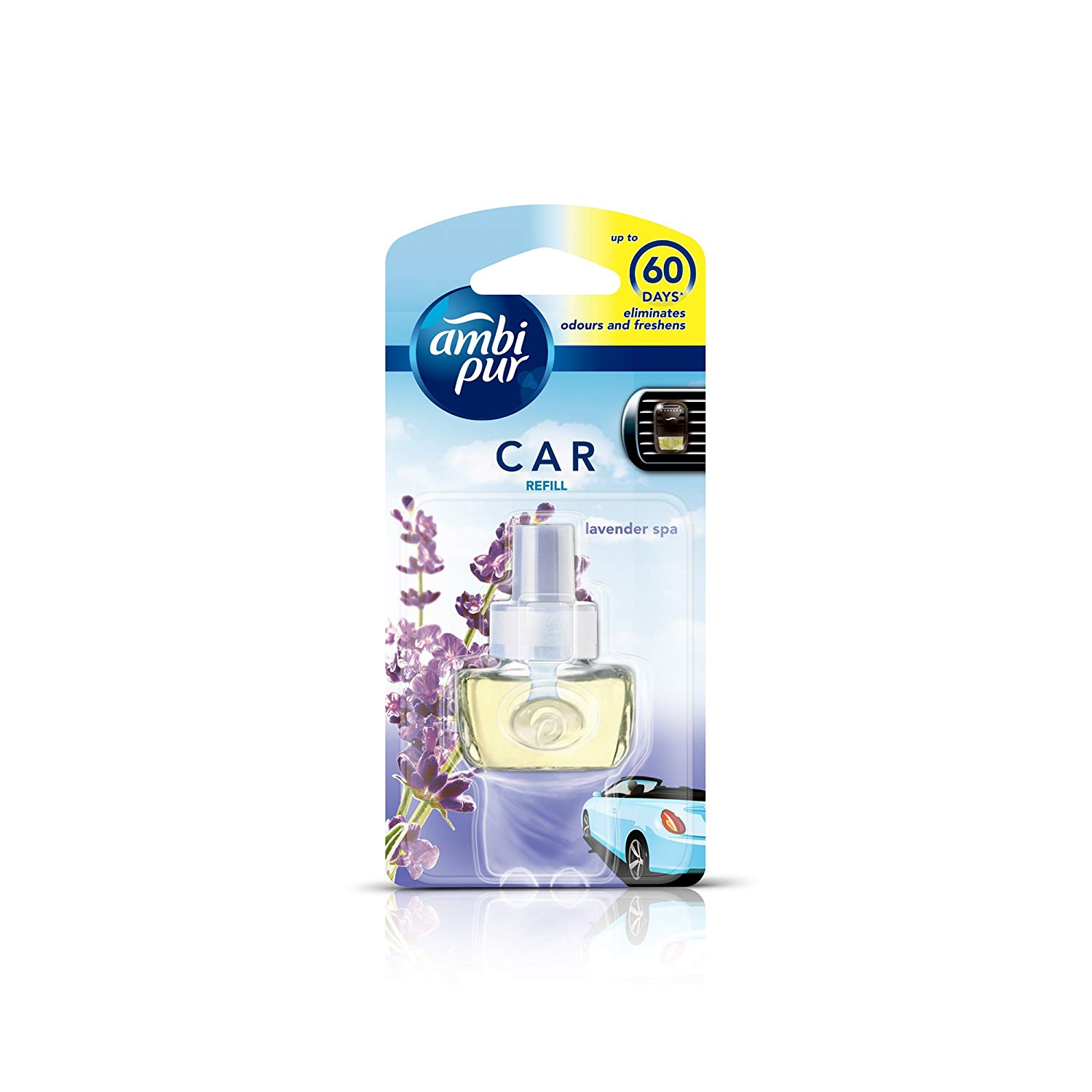 Ambi Pur Lavender Spa Car Air Freshener Starter Kit + Refill Promo 7.5 ml