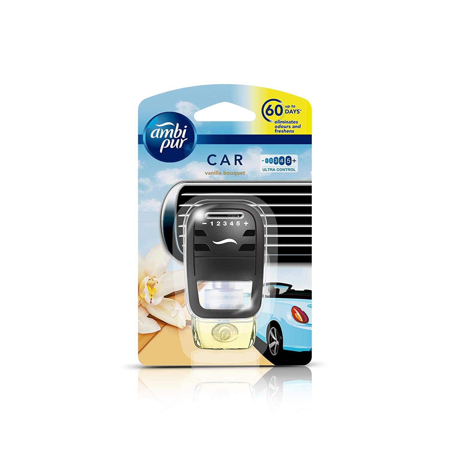Ambi Pur Vanilla Car Air Freshener Starter Kit + Refill Promo 7.5 ml
