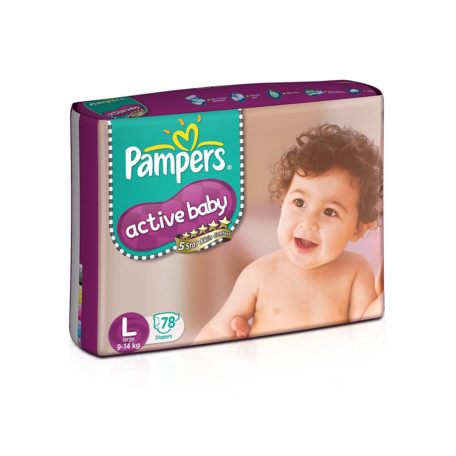 Pampers Active Baby Large Size Diapers (78 Count)