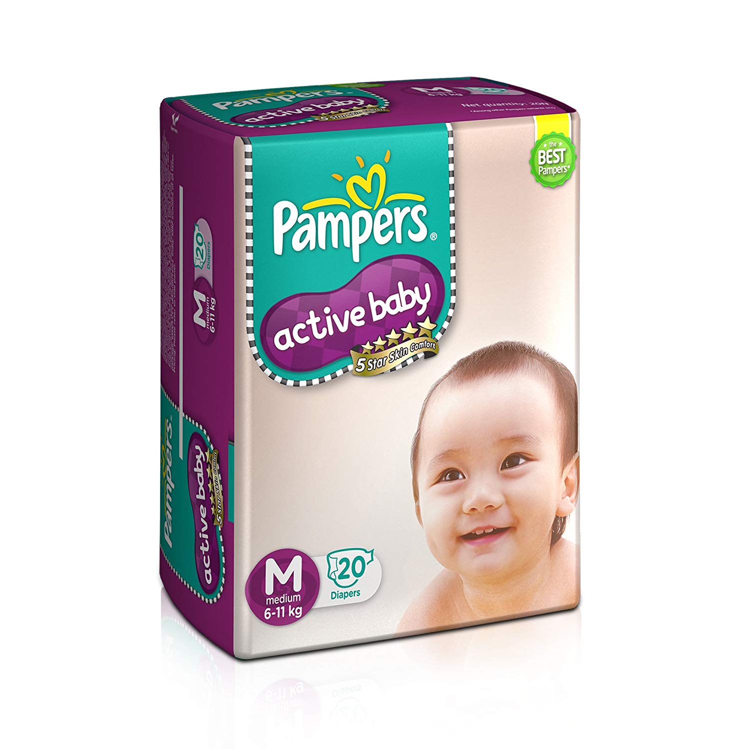 Pampers Active Baby Medium Size Diapers(20 Count)