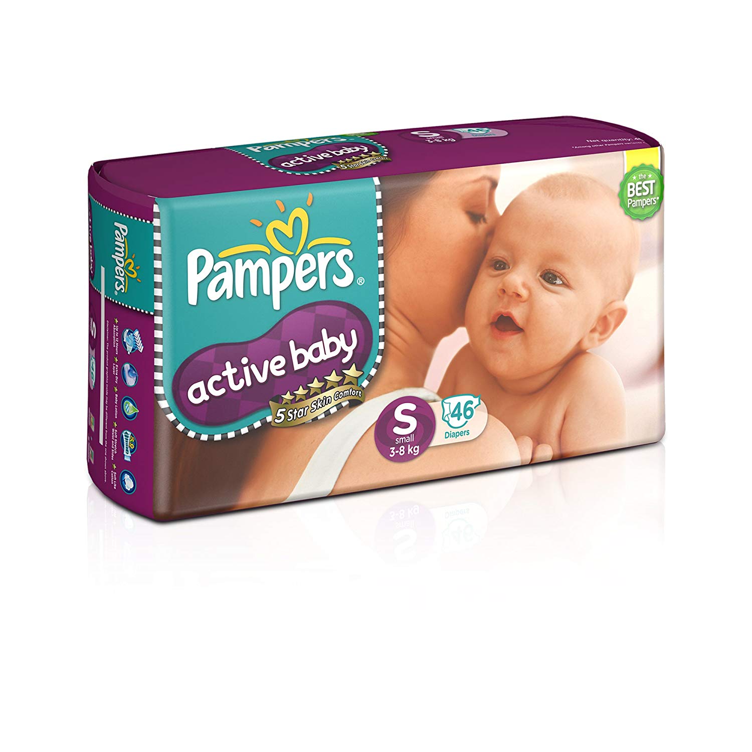 Pampers Active Baby Small Size Diapers (46 Count)