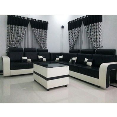 Asian Corner Set Sofa (White / Black)