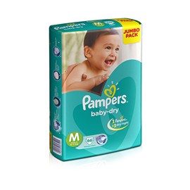 Pampers Baby Dry Medium Size Diapers - Jumbo Pack