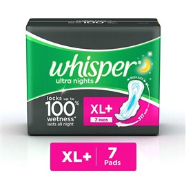 Whisper Ultra Overnight Sanitary Pads XL Plus wings (7 Count)