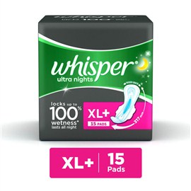 Whisper Ultra Overnight Sanitary Pads XL Plus wings (15 Count)