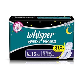 Whisper Maxi Over Night Sanitary Pads 15 no's