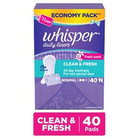Whisper Clean and Fresh Daily Liners - 40 Count