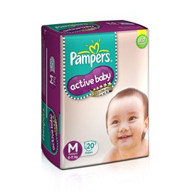 Pampers Active Baby Medium Size Diapers(20 Count)