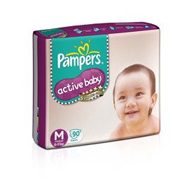 Pampers Active Baby Medium Size Diapers (90 Count)